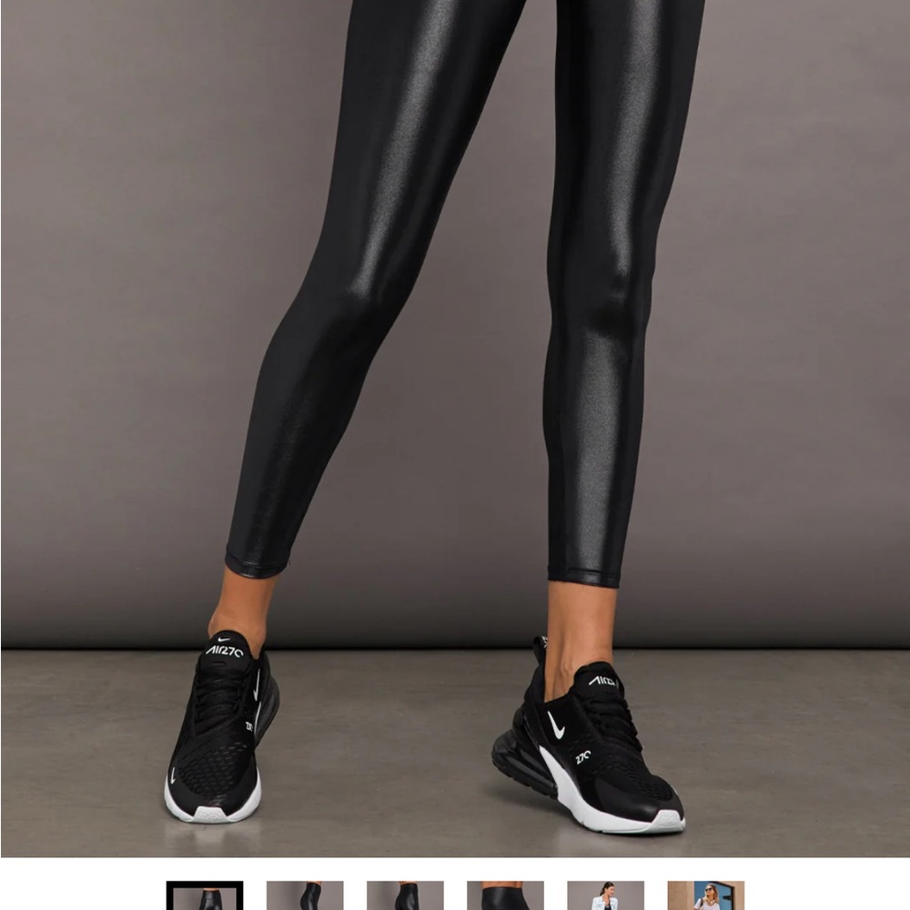 Carbon 38 black faux leather leggings.